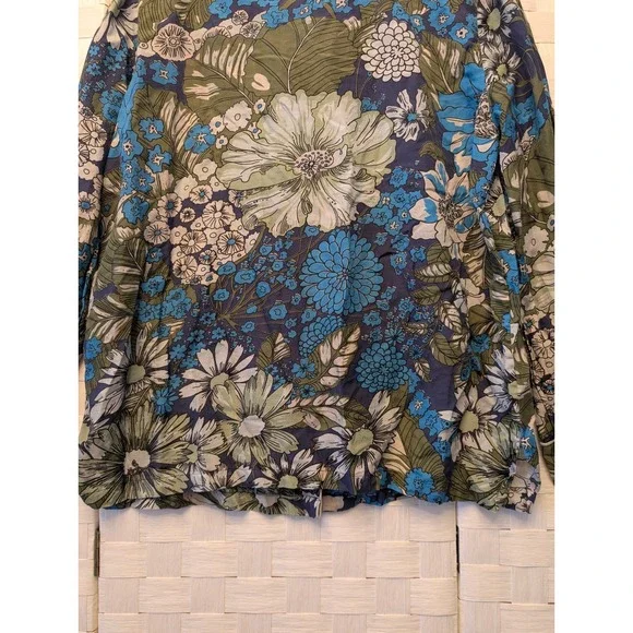 Papinelle x Karen Walker Floral Pajama Shirt Blue Green White Size M